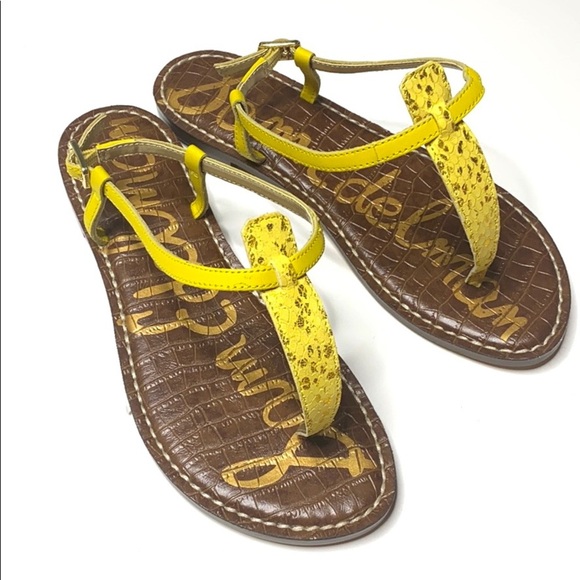 Sam Edelman Gigi T-Strap Yellow Sandals Size 7.5 NWOT - Picture 1 of 6